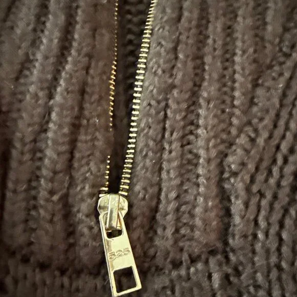 525 Brown Cable Knit Half-Zip Pullover Sweater, Size S - Picture 13 of 13